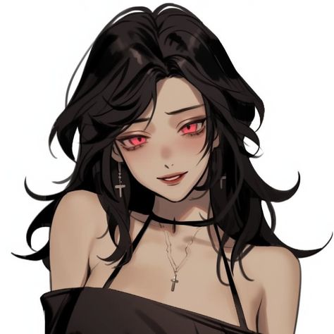 Anime girl, anime girl icon, Aesthetic icon, Aesthetic girl icon, 8k, 4k, high quality icon, gothic girl icon, 90s anime, retro anime Red Eyed Woman Art, Black Haired Anime Female Red Eyes, Black Hair And Red Eyes Anime, Black Hair And Red Eyes Anime Woman, Anime Oc Female Black Hair Red Eyes, Anime Character Design Female Black Hair, Red Eyes Anime Female, Anime Black Hair Red Eyes, White Hair Woman Art