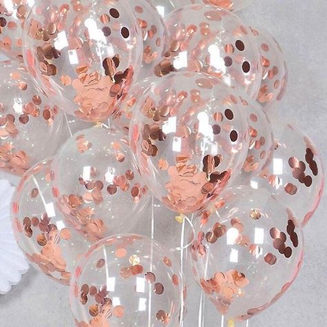 Clear Balloons With Confetti, Confetti Balloons Birthday, Sweet 16 Party Decorations, Girls Birthday Party Decorations, Clear Balloons, Happy Birthday Lettering, Rose Gold Party, Balloons Birthday, Birthday Letters