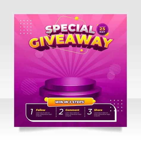 Giveaway contest social media post banner template Contest Social Media Post, Giveaway Poster Design, Contest Poster, Lucky Draw, Giveaway Contest, Post Design, Banner Template, Media Post, Social Media Post