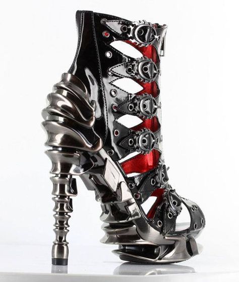 Elegance in Darkness — "Crimson Gothic Heels" by Hades footwear Gothic Heels, Hades Footwear, Steampunk Shoes, Steampunk Boots, Stile Preppy, Alternative Shoes, Leder Outfits, Gothic Steampunk, Estilo Punk