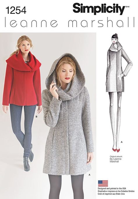 Simplicity Creative Patterns 1254 Misses' Leanne Marshall Easy Lined Coat or Jacket, Size: R5 14-16-18-20-22 Leanne Marshall, Jacket Sewing, Coat Pattern Sewing, Jacket Pattern Sewing, Ropa Diy, Simplicity Sewing, Easy Sewing Patterns, Coat Patterns, Simplicity Sewing Patterns