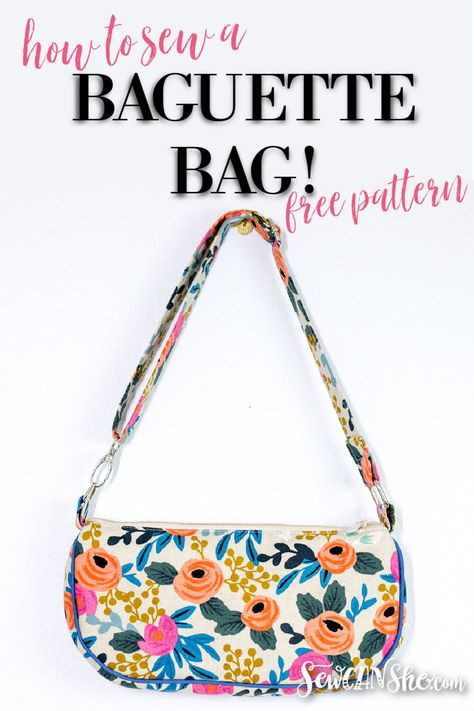 How to Sew a Baguette Bag - free sewing pattern for a small purse! Small Bag Pattern, Handbag Sewing Patterns, Purse Sewing Patterns, Diy Sac, Bag Pattern Free, Diy Bags Patterns, Modern Bag, Free Sewing Pattern, Sewing Purses