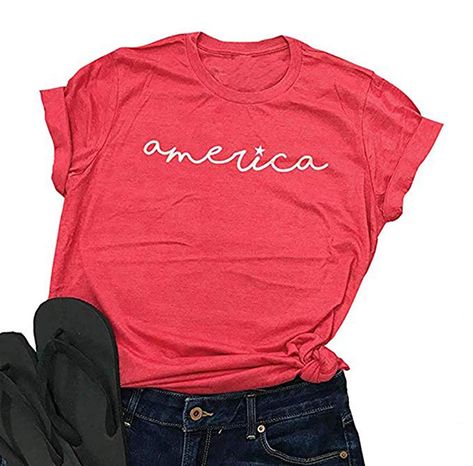 PRICES MAY VARY. ❤Material:Cotton Blended,Soft and Comfy ❤Feature: America Letters Print,O-Neck,Short Sleeve,Funny T Shirt, Loose Casual Tees ❤Occasion: Perfect For Celebrating American Independence Day, 4th of July. Summer Casual Wear,Daily Wear ❤Hand/Machine Wash Cold Water,Dry Flat,Not Bleach, Due to the Different of the Display, Colors Will be Differences,This Shirt Color is Watermelon Red.We take our customers' shopping experience very seriously. If you have any questions, please let us kno 4th Of July T Shirts, Patriotic Tee Shirts, America Shirts, Gift Letter, Letter Print Tee, Patriotic Tees, Cute Graphic Tees, 4th Of July Shirt, 4th Of July Outfits