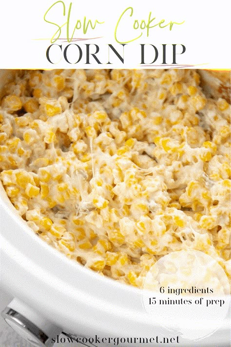 This easy Slow Cooker Corn Dip makes the perfect appetizer or side dish for any occasion! Creamy and flavorful with a hint of jalapeño, this dip magically disappears every time I make it! Slow Cooker Corn Dip Recipe, Corn Dip In Crockpot, Corn Dip With Cream Cheese Crock Pot, Hot Corn Dip Crockpot, Crockpot Corn Dip With Cream Cheese, Corn Dip Crockpot Recipes, Crock Pot Corn Dip, Slow Cooker Corn Dip, Crockpot Corn Dip