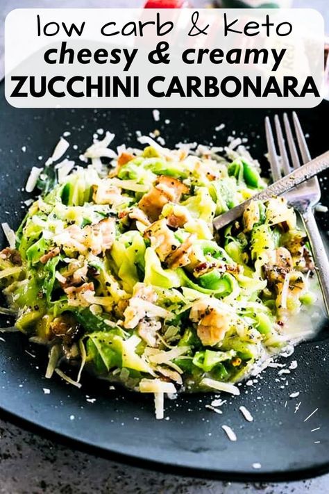 Shrimp Carbonara, Recipe With Zucchini, Zucchini Carbonara, Pancetta Recipes, Pasta Carbonara Recipe, Keto Pasta, Traditional Pasta, Creamy Parmesan Sauce, Carbonara Recipe