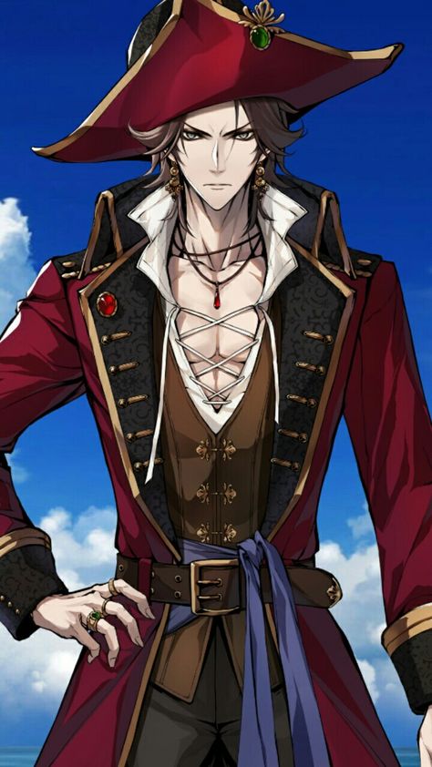 Queen Pirate: Love Adrift Male Pirate Character Design, Pirate Love, Anime Pirate, Pirate Crew, Pirate Boy, Darkest Night, Hunter Outfit, Pirate Outfit, Pirate Fashion