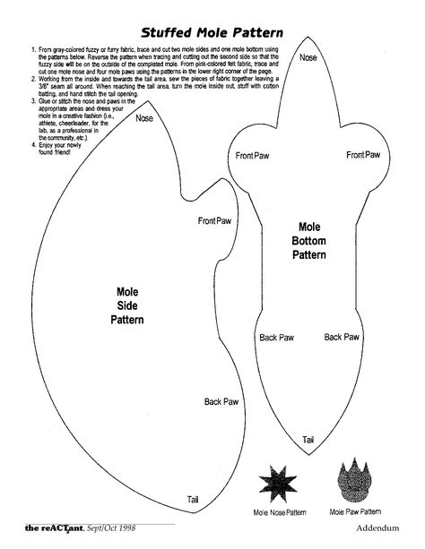 Stuffed mole project pattern Mole Sewing Template, Stuffed Mole Project Chemistry, Mole Stuffed Animal Chemistry, Mole Pattern To Sew, Mole Plush Pattern, Chemistry Mole Project Ideas, Stuffed Mole Project Chemistry Ideas, Mole Chemistry Project, Mole Project Chemistry Ideas