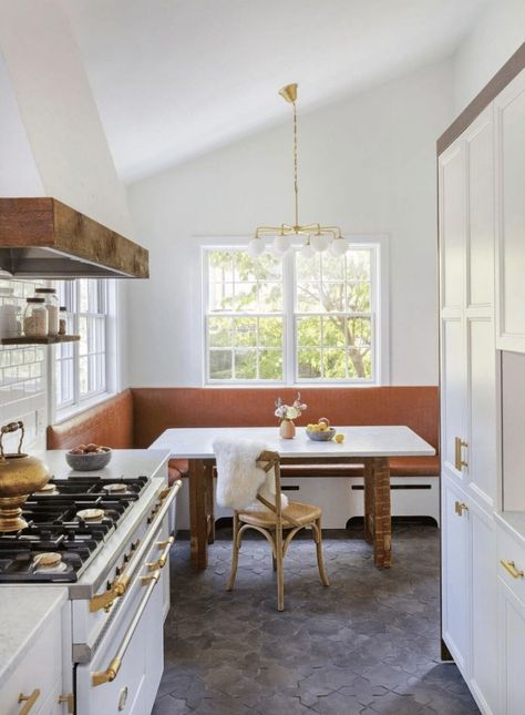 Small banquette seating in kitchen