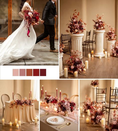 Dusty Pink And Burgundy Wedding Decor, Burgundy Pink And Rose Gold Wedding, Rosewood Wedding Decor, Burgundy And Dusty Rose Wedding Decor, Burgundy Dusty Rose Wedding, Pink Autumn Wedding, Burgundy And Dusty Rose Wedding, Burgundy And Rose Gold Wedding, Dusty Rose And Burgundy Wedding