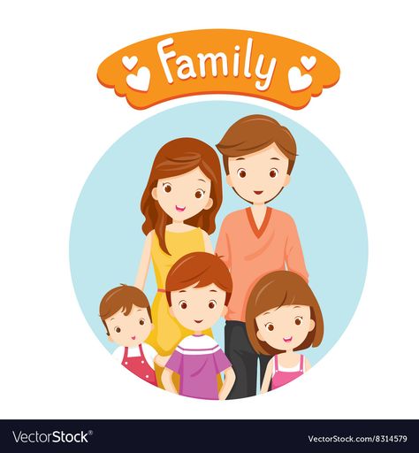 Family Picture Cartoon, Holiday Lifestyle, My Family Picture, Family Vector, Early Childhood Learning, Father Photo, Colorful Borders Design, Disney Princess Fashion, Family Of 5