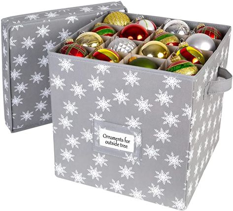 AmazonSmile: Christmas Ornament Storage Box with Lid - Store up to 64 Christmas Ornaments and Holiday Decor, A Storage Cube and Christmas Box Container to Help Preserve Holiday Decorations: Home Improvement Christmas Decor Storage, Christmas Decoration Storage, Large Christmas Ornaments, Christmas Ornament Storage, Ornament Storage Box, Holiday Storage, Storage Box With Lid, Ornament Storage, Christmas Organization