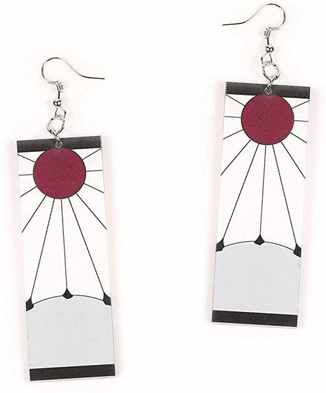 Hanafuda Earrings, Tanjiro Cosplay, Anime Earrings, Cosplay Jewelry, Anime Jewelry, White Clothing, Anime Inspired Outfits, Anime Accessories, Anime Crafts