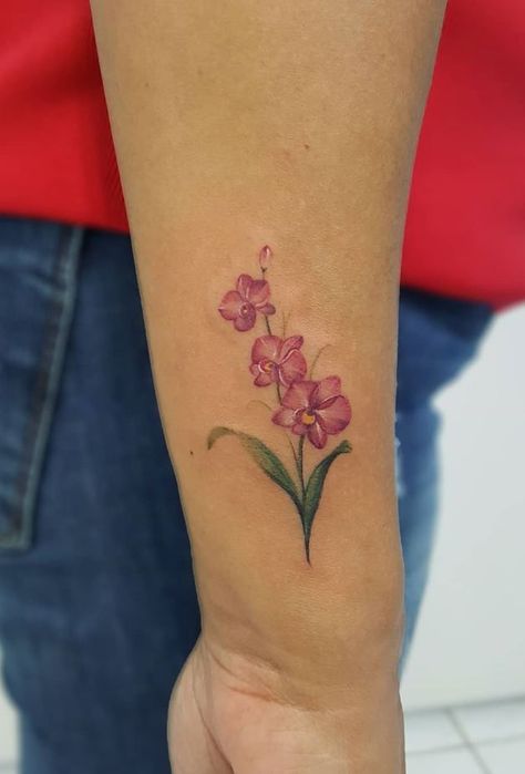 Pink Orchids Tattoo Orchid Flower Tattoo, Orchids Tattoo, Orchid Flower Tattoos, Stick Tattoo, Orchid Tattoo, Flower Tattoo Sleeve, Subtle Tattoos, Pink Orchids, Dream Tattoos