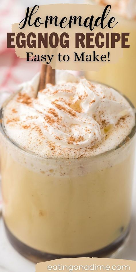 Alcoholic Eggnog Recipe, Non Alcoholic Eggnog, Easy Eggnog Recipe, Non Alcoholic Eggnog Recipe, Egg Nog Recipe Easy, Best Eggnog Recipe, Homemade Eggnog Recipe, Alcoholic Eggnog, Eggnog Drinks