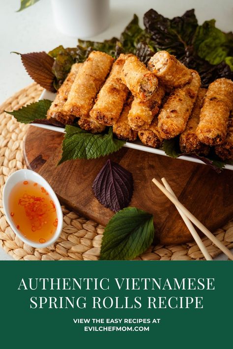 Authentic Vietnamese Spring Rolls (Nem Ran Hay Cha Gio) Recipe Cha Gio Vietnamese, Vietnamese Appetizers, Cha Gio Recipe, Vietnamese Fried Spring Rolls, Omurice Recipe, Vietnamese Iced Coffee Recipe, Vietnamese Spring Rolls Recipe, Noodle Bowls Recipes, Fried Spring Rolls