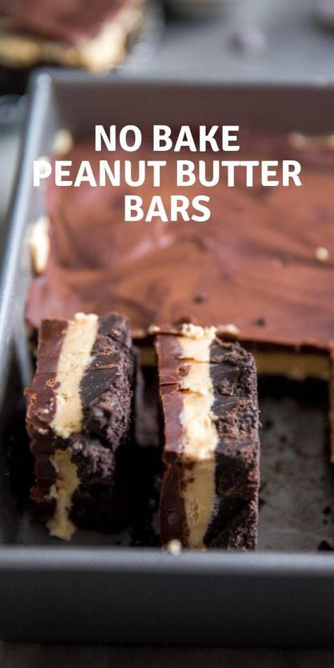 No Bake Peanut Butter Bars, Buckeye Balls, Chocolate Cookie Crust, Peanut Butter Bars Recipe, Chocolate Peanut Butter Desserts, Chocolate Wafer Cookies, No Bake Peanut Butter, Peanut Butter Chocolate Bars, Butter Bars