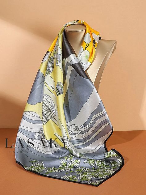 Lasaky - Refined Silk Scarf with Floral Print Design Silk Style, Floral Silk Scarf, Floral Print Design, Floral Decoration, Pattern Floral, Style Elegant, Olivia Mark, Gossip Girl, Floral Decor