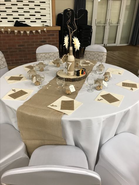 My rustic wedding table set up. Wedding Table Set Up No Plates, Wedding Table Settings Without Plates, Rustic Wedding Table Setting, Wedding Table Set, Wedding Buffet Table, Wedding Table Setup, Mitzvah Decor, Rustic Table Setting, Simple Table Settings