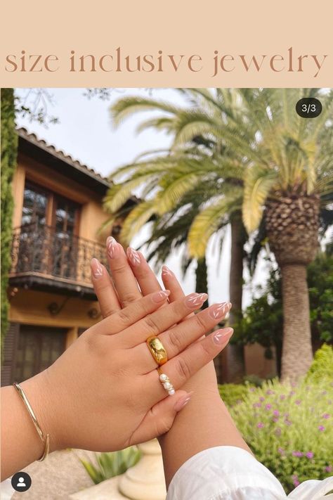 plus size rings + size inclusive jewelry. stainless steel + gold plated jewelry. rings sizes 5-13, anklets in 5 size options . model in photo is wearing a size 11 "burst my bubble" ring My Bubble, Plus Size Rings, Bubble Ring, Gold Plated Jewelry, Stacking Rings, Anklets, Plus Size Outfits, Gold Rings, Jewelry Accessories