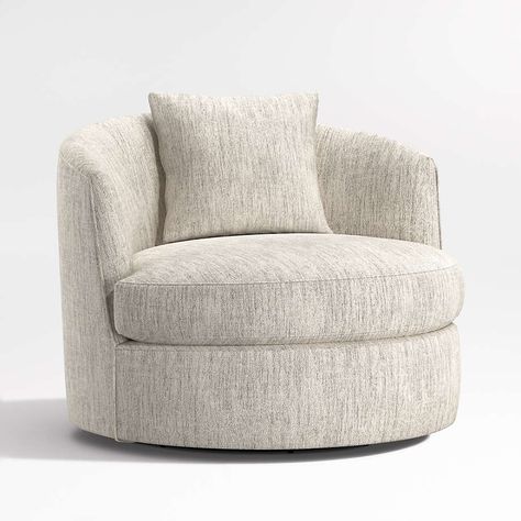 Tillie Swivel Chair + Reviews | Crate & Barrel Emily Henderson Living Room, Round Swivel Chair, Small Swivel Chair, Soft Throw Pillows, Chair Options, Living Room Chair, Swivel Chair Living Room, Swivel Accent Chair, Swivel Chairs