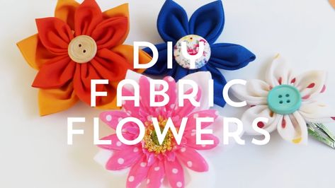 DIY Fabric and Button Flowers | Easy Cute Handmade Floral Hair Clips Easy Fabric Flowers, Flowers Easy, Floral Hair Clip, Fabric Flowers Diy, Flower Hair Clip, Button Flowers, Diy Easy, Flower Hair Clips, Floral Hair