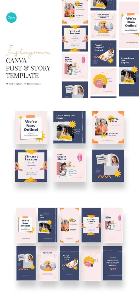 School Instagram, Instagram Themes, Instagram Photoshop, Reel Cover, Tutoring Business, Coach Instagram, Education Templates, Instagram Template Design, Instagram Canva