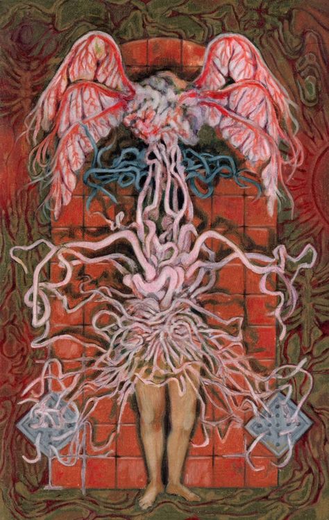 Body Horror Painting, Yearning Art, Flesh Drawing, Body Horror Drawing, Horror Angel, Body Horror, Cosmic Horror, Scary Art, Creepy Art