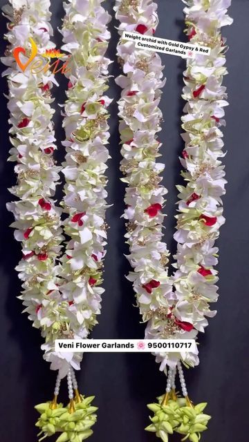 Orchid Garland, Indian Wedding Flowers, Red Orchid, Flower Garland Wedding, Red Orchids, Unique Roses, Flower Garland, Garland Wedding, White Orchids