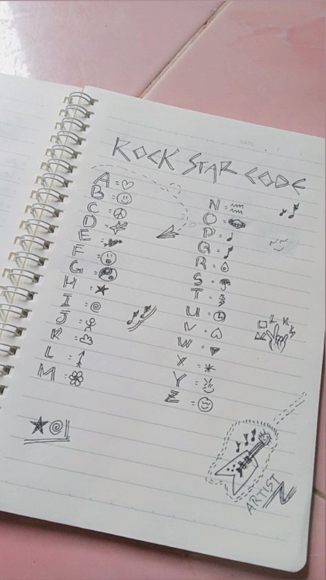 Artist Rockstar Code, Alphabet Code, Bullet Journal Paper, Journal Paper, Cute Cats And Dogs, Rock Star, Rock N Roll, Cute Pictures, Alphabet