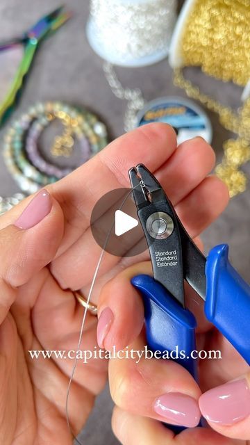 Capital City Beads on Instagram: "How to use crimp beads to secure beading wire! Free tutorial on YouTube + All of our crimping supplies and firepolished beads are on SALE!!   30%-75% OFF Findings 35% OFF Firepolish Glass (No code needed, All Sales Final, Storewide Savings!)  Basic bead stringing is a great place to start your jewelry making journey! In our free tutorial you will learn how to measure and plan a necklace or bracelet and crimp using a 2 step crimping plier! I show you how to take your jewelry to the next level with wire protectors and crimp covers! These two things are not totally necessary but definitely add extra security and make your piece look clean and professional.   MATERIALS LIST  • Fine Soft Flex  • Lobster Clasps • Crimp Beads  • Crimp Covers • Wire Protectors  • Using Crimp Beads, How To Crimp Jewelry, How To Use Crimp Beads Tutorials, Crimp Bead Covers How To Use, How To Close A Necklace, Jewelry Making Basics, Crimp Beads How To Use, How To Use Crimp Beads, Making Necklaces With Beads