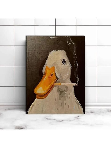 Add A Touch Of Fun To Your Home Decor With This Fun Duck Smoking Canvas Poster - No Frame RequiredI discovered amazing products on SHEIN.com, come check them out! Felt Ideas, Duck Canvas, Animal Posters, Home Decor Paintings, Diy Canvas Art Painting, Art Inspiration Painting, Diy Canvas Art, Diy Canvas, Canvas Art Painting