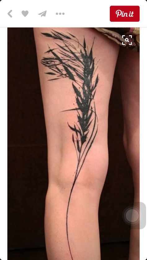 Wheat Farm Tattoo, Wheat Tattoo, Tattoo Leg, Plant Tattoo, Feather Tattoos, Nature Tattoos, Trendy Tattoos, Skin Art, Thigh Tattoo