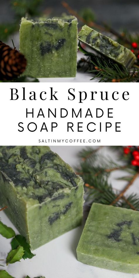 Black Spruce Hot Process Soap Recipe - Salt in my Coffee Hot Process Soap, Spruce Forest, Natural Soaps Recipes, Easy Soap Recipes, Diy Soap Recipe, Black Spruce, Handmade Soap Recipes, Cold Process Soap Recipes, Soap Making Recipes