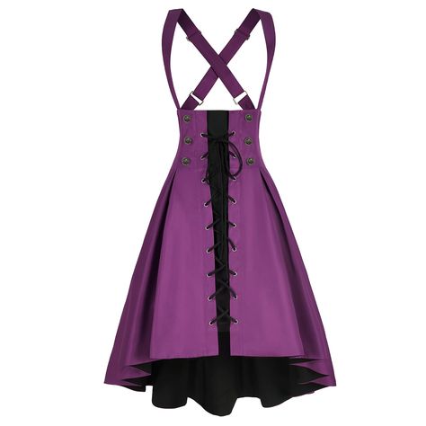 PRICES MAY VARY. Women suspender Gothic Steampunk Skirt is made of 100% Polyester, more stylish and comfortable to wear Package includes: 1 Suspender Gothic Skirt Features: this Casual suspender high-low Overall Skirt is feature with adjustable straps for a dash of retro adoration.High waist with decoration buttons in the front and removable tether, high low skirt, make you look cute and very cool. Adjustable shoulder straps and adjustable back,More great fit for your figure! Occasion: The Steam Suspenders Dress, Gothic Skirt, Steampunk Skirt, Corset Skirt, Steampunk Gothic, Suspenders For Women, Overall Skirt, Skirt High Waist, Jumper Skirt