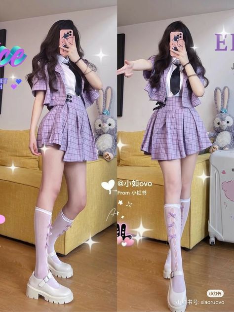 Light Feminine Clothes, Violet Aesthetic Outfit, Mirumune Outfits, Estilo Harajuku, Fashion Purple, Lelli Kelly, Pakaian Feminin, Purple Outfits, Kawaii Fashion Outfits