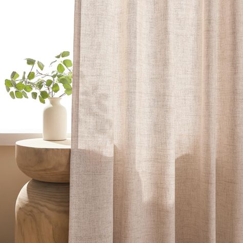 PRICES MAY VARY. BASIC INFORMATION: Package has 2 linen curtain panels, each 52 inch width by 63 inch length. 3 Hanging Options for different home style looks: 1) Using the back loops to hide the curtain rod and create an elegant pleated effect. 2) Using 3-inch pocket to create classic look. 3) Using the clip rings (not included) for easy sliding closure. Choose the hanging ways according to your preference. LIGHT FILTERING & PRIVACY: These neutral linen curtains will soften and filter the stron Beige Room Curtain Ideas, Office With Curtains, Neutral Curtains Bedroom, Neutral Curtains Living Room, Linen Drapes Living Room, Oatmeal Curtains, Cream Linen Curtains, Beige Curtains Bedroom, Curtains Living Room Apartment