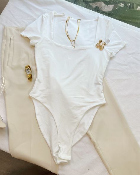 White Crew Neck Bodysuit: Size Small available 🤍 Cream Trousers: XS & Large available (material doesn’t stretch). Pants is more cream that appears. Ivory Clear Block Heels: 7.5/8 available Cream Trousers, Clear Block Heels, Instagram White, White Crew Neck, Stretch Pants, Block Heels, Trousers, Crew Neck, Size Small