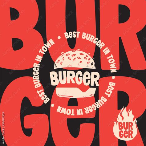 Burger Restaurant Design Ideas, Burger Design Ideas Graphics, Retro Burger Logo, Sandwich Restaurant Design, Menu Fast Food Design, Tomato Graphic Design, Burger Logo Design Creative, Fast Food Graphic Design, Food Graphic Design Social Media