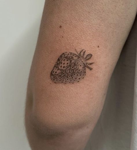 Dot Style Tattoo, Strawberry Stick And Poke, Stipple Tattoo, Poked Tattoo, Tattoo Planning, Stippling Tattoo, Strawberry Tattoo, Soul Tattoo, London Tattoo