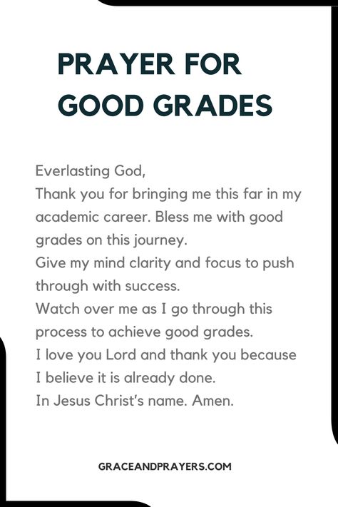 Being graded is stressful but you can turn to God for help with these 8 simple but powerful prayers for good or better grades. Things To Ask God For, Prayers For High School Students, Powerful Affirmations For Good Grades, Prayer For Good Grades, Christian Bible Quotes Inspirational, Prayer For Bible Study, Prayer For School, Exam Prayer, Prayer For Studying