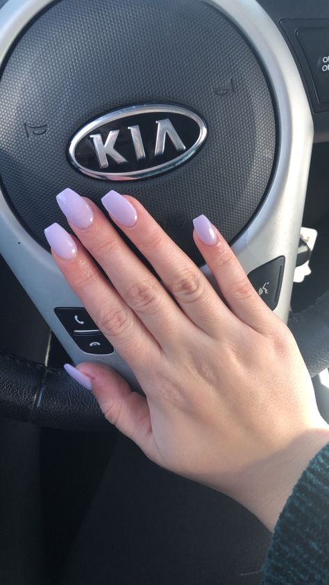 Purple Acrylic Nails Coffin Simple, Cute Lavender Nails Square, Light Light Purple Nails, Lavender Nails Acrylic Short, Lavender Oval Acrylic Nails, Square Acrylic Nails Lilac, Light Purple Nails Acrylic Coffin, Prom Nails Acrylic Light Purple, Coffin Lilac Nails