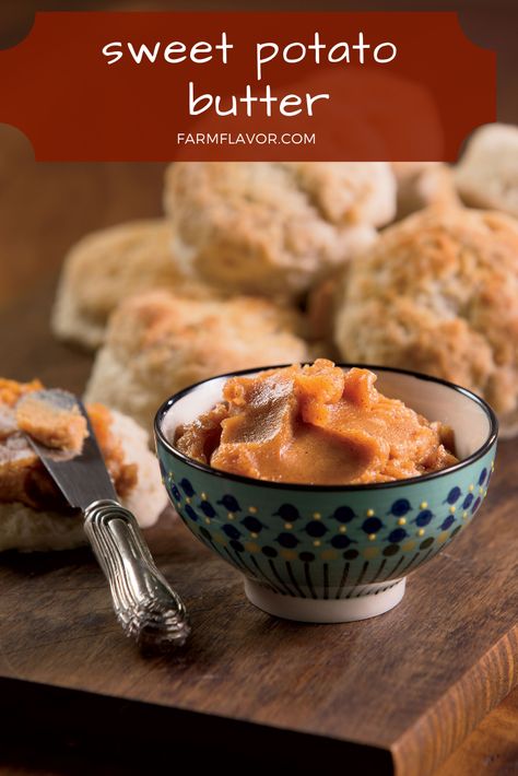 Sweet Potato Butter Creamy sweet potato butter makes a tasty topping for biscuits or toast. Sweet Potato Butter Recipe, Sweet Potato Butter, Potato Donuts, Canning Sweet Potatoes, Recipes For Fall, Milk Products, Table Dinner, Homemade Butter, Scrumptious Desserts