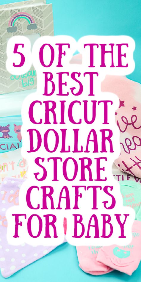 Make these 5 baby shower crafts for baby that all use dollar store supplies. Break out your Cricut machine and get started on making these cute baby gift ideas! #cricut #cricutcreated #dollarstore #dollarstorecrafts #babyshower #babygifts Cricut Baby Shower Ideas, Crafts For Baby, Cricut Baby Shower, Baby Shower Gifts To Make, Baby Gifts To Make, Cricut Baby, Personalized Baby Shower Gifts, Baby Shower Crafts