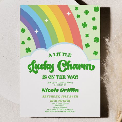 Lucky Charm Baby Shower Theme, Lucky Baby Shower Theme, Baby Shower Themes March, Lucky Charm Baby Shower Ideas, March Baby Shower Themes, March Baby Shower, St Patricks Baby, Irish Theme