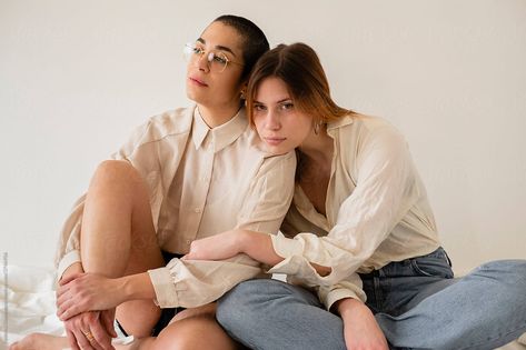 Color Blouse, Cream Tones, Lean On, Cool Poses, Stock Photography Free, Female Poses, Photo Reference, Two People, Couple Posing