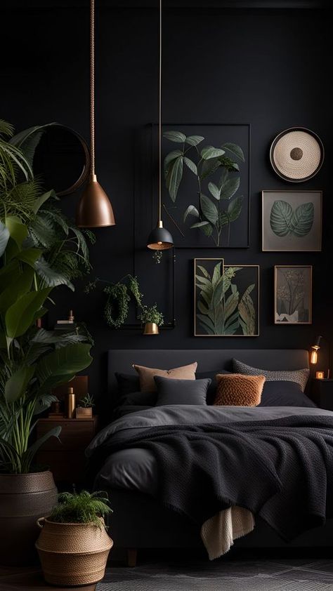 Bathroom Transitional, Black Bedroom Decor, تصميم داخلي فاخر, Dark Home Decor, Transitional Living, Black Bedroom, تصميم للمنزل العصري, Bedroom Green, Hus Inspiration