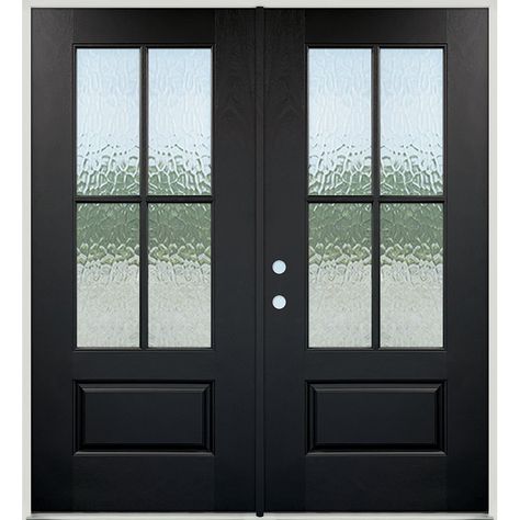 Steel Patio Doors, Black Exterior Doors, Double Front Entry Doors, Double Door Entryway, French Front Doors, Double Doors Exterior, Fiberglass Front Door, Black Front Doors, Farmhouse Front Door