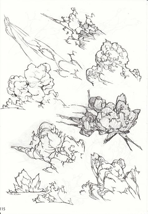 Yoshinari explosion studies Blast Drawing Reference, How To Draw Effects, Explosion Reference, Drawing Explosions, Blast Drawing, Explosion Drawing, Explosion Art, Comic Tutorial, Foto Poses