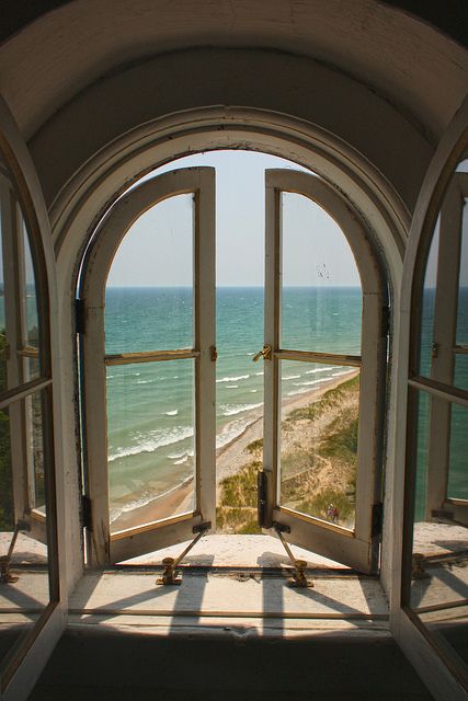 Room with a view Ocean And Beach, An Open Window, Beach And Ocean, House By The Sea, Beautiful Windows, Window View, Arched Windows, Open Window, Through The Window