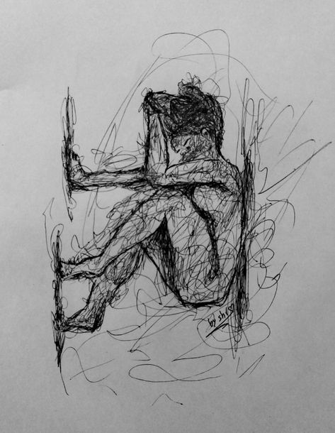 Drawing Of Hopelessness, Misophonia Drawing, Dysphoric Art, Misophonia Art, Dark Sketch Feelings, Derealization Sketch, Body Disphorphia Art, Anatomical Heart Drawing, Scribble Drawings